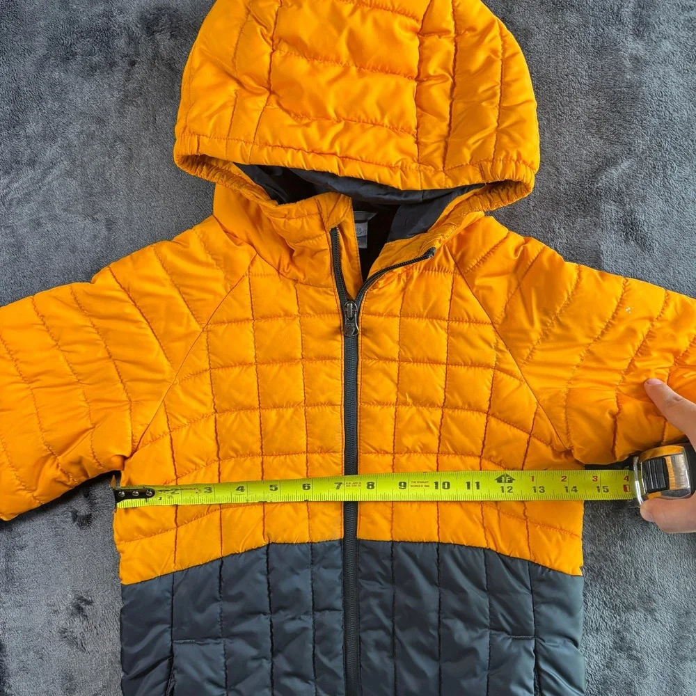 Columbia Kids Polyester Puffer Jacket Hooded Gorpcore S 8 Orange Gray